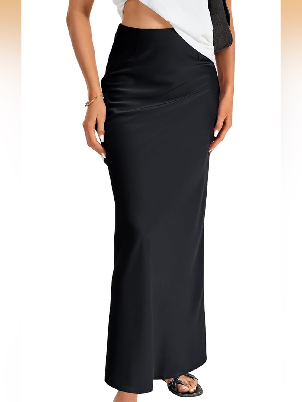 Women’s Black Maxi Satin Skirt